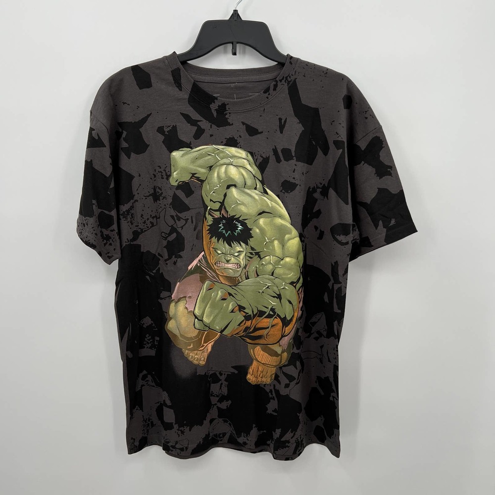 Marvel Hulk Smash Men's Short Sleeve T-Shirt in Gray/Black Size X-Large - Picture 2 of 3